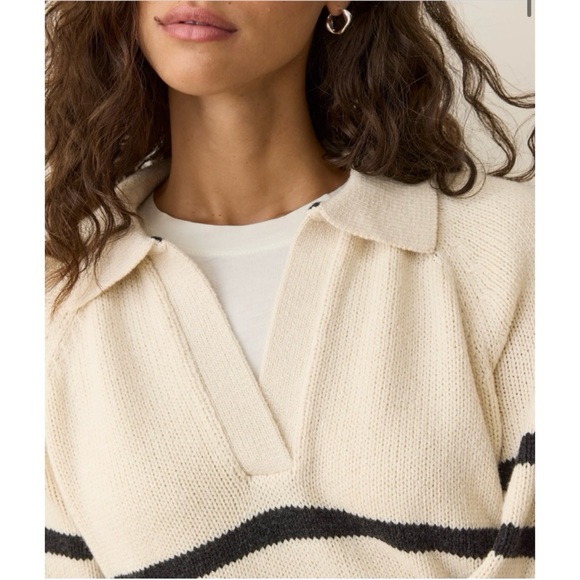 MARINE LAYER Berkeley Sweater Polo in Charcoal Stripe - Picture 2 of 7